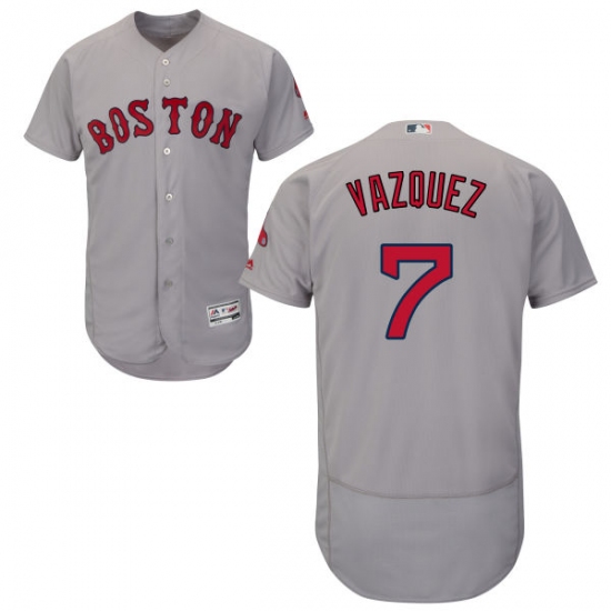 Men's Majestic Boston Red Sox #7 Christian Vazquez Grey Road Flex Base Authentic Collection MLB Jersey - Ujersey