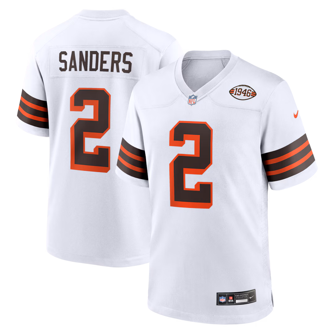 Men's Cleveland Browns Shedeur Sanders Nike White Alternate Game Jersey - Ujersey