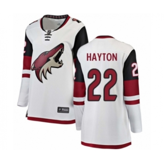Women's Arizona Coyotes #22 Barrett Hayton Authentic White Away Fanatics Branded Breakaway NHL Jersey - Ujersey