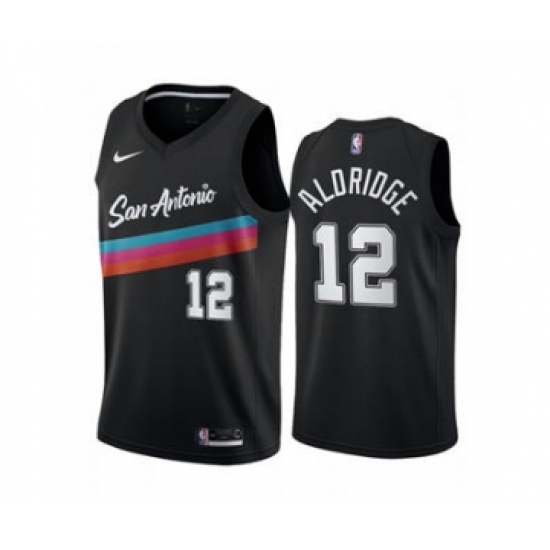 Men's San Antonio Spurs #12 LaMarcus Aldridge Black City Edition Fiesta 2020-21 Stitched Basketball Jersey - Ujersey
