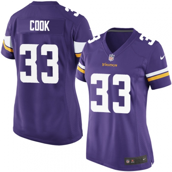 Women's Nike Minnesota Vikings #33 Dalvin Cook Game Purple Team Color NFL Jersey - Ujersey
