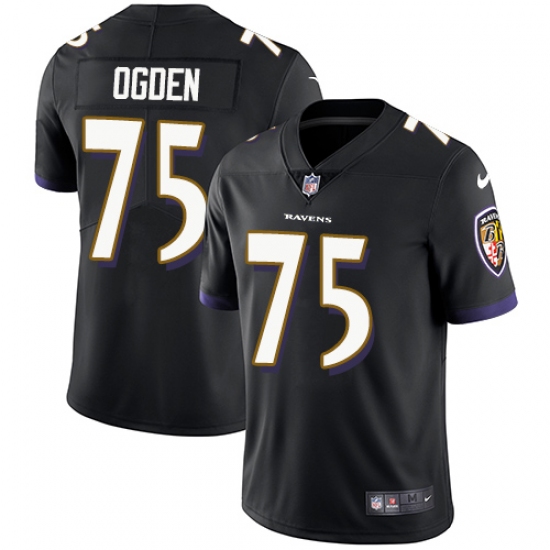 Men's Nike Baltimore Ravens #75 Jonathan Ogden Black Alternate Vapor Untouchable Limited Player NFL Jersey - Ujersey