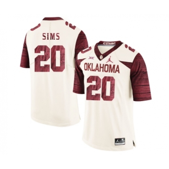 Oklahoma Sooners 20 Billy Sims White 47 Game Winning Streak College Football Jersey - Ujersey