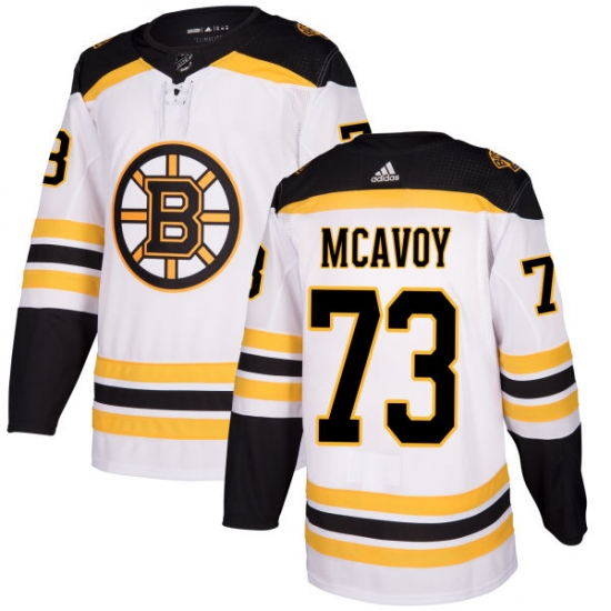 Women's Adidas Boston Bruins #73 Charlie McAvoy Authentic White Away NHL Jersey - Ujersey