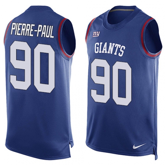 Men's Nike New York Giants #90 Jason Pierre-Paul Limited Royal Blue Player Name & Number Tank Top NFL Jersey - Ujersey