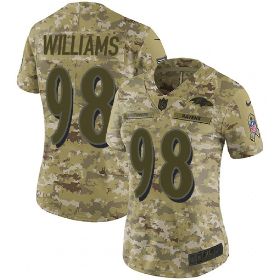 Women's Nike Baltimore Ravens #98 Brandon Williams Limited Camo 2018 Salute to Service NFL Jersey - Ujersey