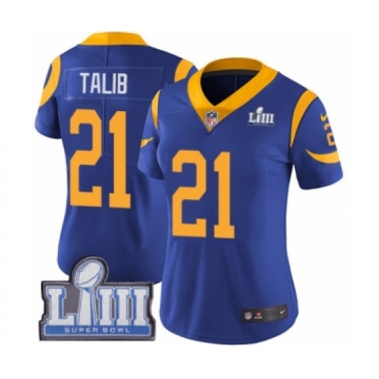Women's Nike Los Angeles Rams #21 Aqib Talib Royal Blue Alternate Vapor Untouchable Limited Player Super Bowl LIII Bound NFL Jersey - Ujersey