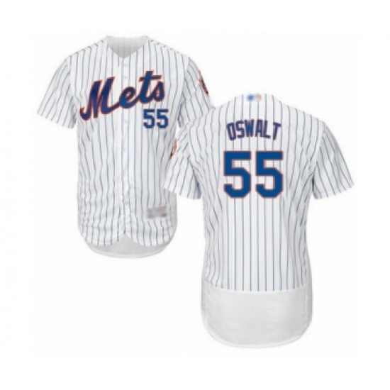 Men's New York Mets #55 Corey Oswalt White Home Flex Base Authentic Collection Baseball Player Jersey - Ujersey