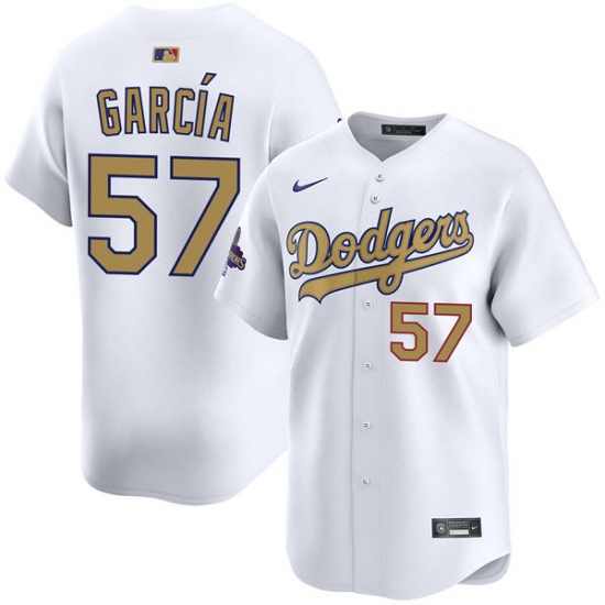 Mens Los Angeles Dodgers #57 Luis Garcia 2025 White Gold Collection Limited Jersey - Ujersey
