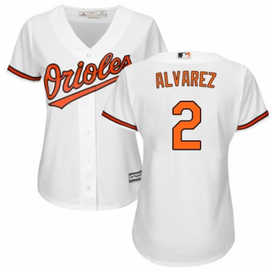 Women's Majestic Baltimore Orioles #2 Pedro Alvarez Replica White Home Cool Base MLB Jersey