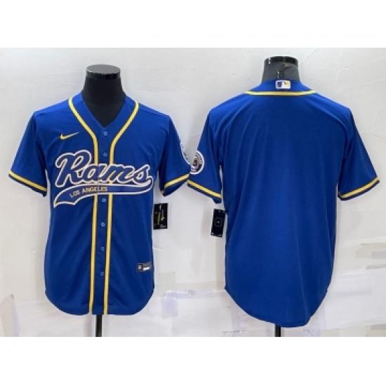 Men's Los Angeles Rams Blank Royal Blue With Patch Cool Base Stitched Baseball Jersey - Ujersey