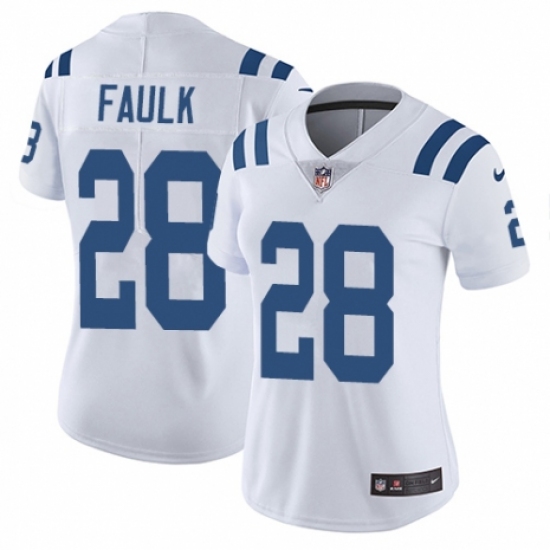 Women's Nike Indianapolis Colts #28 Marshall Faulk White Vapor Untouchable Elite Player NFL Jersey - Ujersey