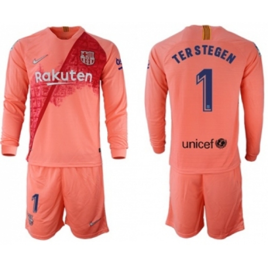 Barcelona #1 Ter Stegen Third Long Sleeves Soccer Club Jersey