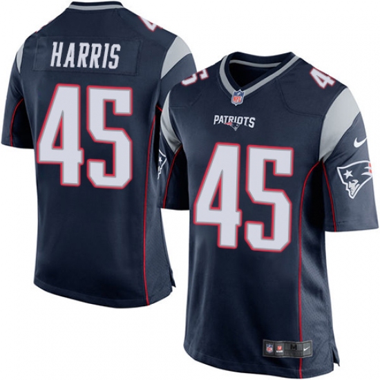 Men's Nike New England Patriots #45 David Harris Game Navy Blue Team Color NFL Jersey - Ujersey