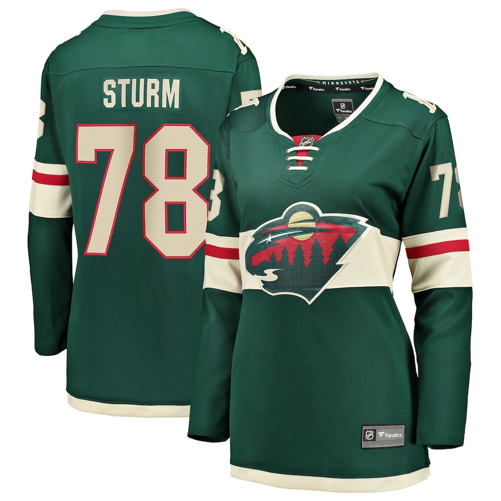 Women's Minnesota Wild Nico Sturm Fanatics Green Home Breakaway Jersey - ujerseystore