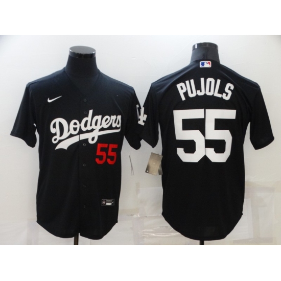 Men's Los Angeles Dodgers #55 Albert Pujols Black Nike Baseball Game Jersey - Ujersey