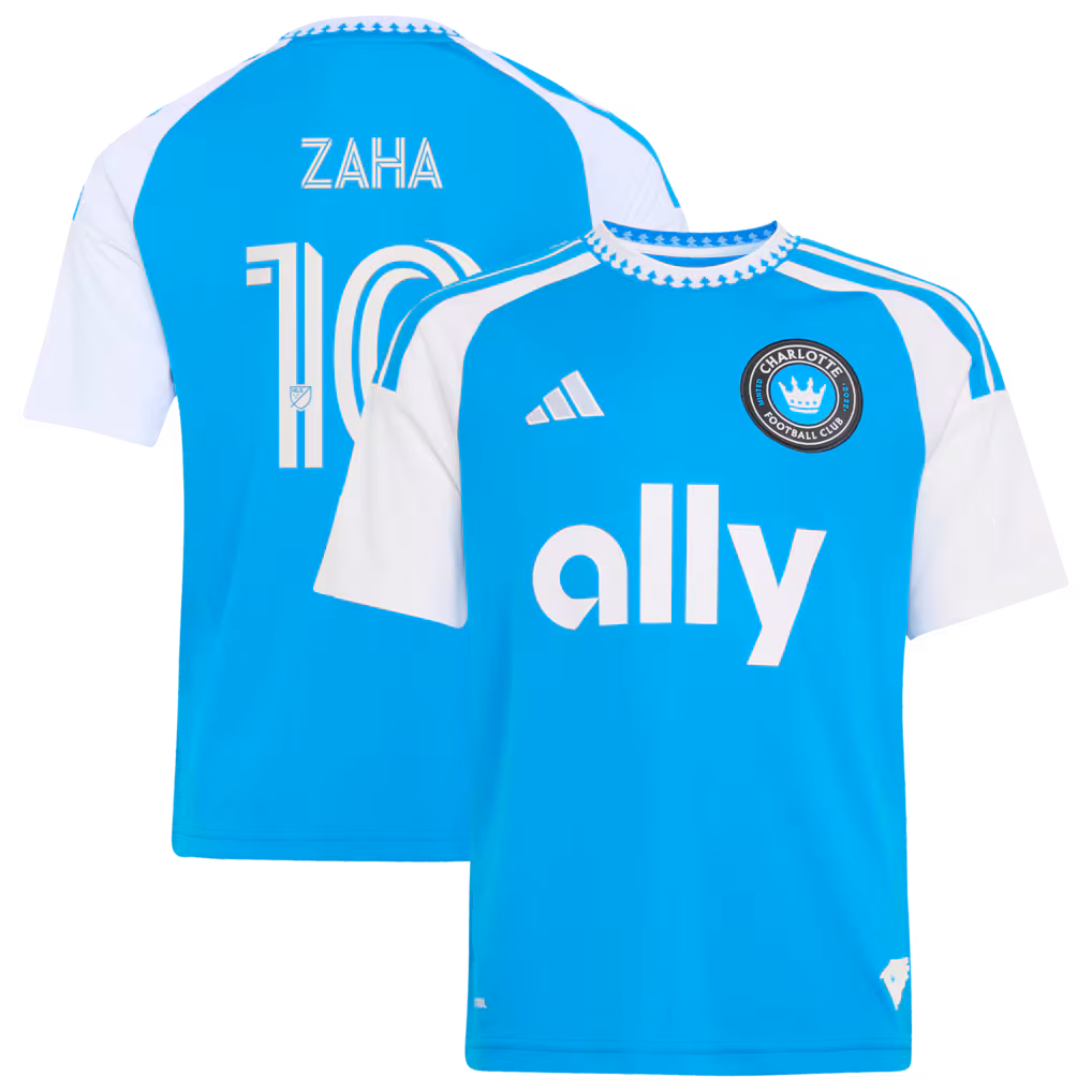 Youth Charlotte FC Wilfried Zaha adidas Blue 2026 Carolina Kit: Crowns Up Replica Jersey
