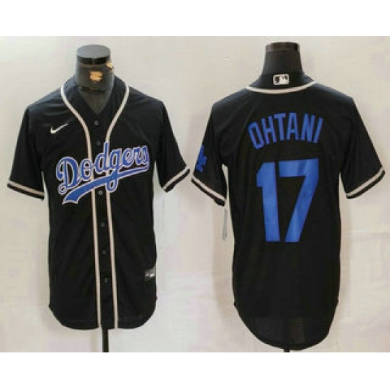 Men's Los Angeles Dodgers #17 Shohei Ohtani Black Cool Base With Stitched Baseball Jersey - Ujersey