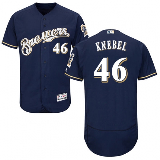 Men's Majestic Milwaukee Brewers #46 Corey Knebel Navy Blue Flexbase Authentic Collection MLB Jersey - Ujersey