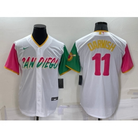 Men's San Diego Padres #11 Yu Darvish White 2022 City Connect Cool Base Stitched Jersey - Ujersey