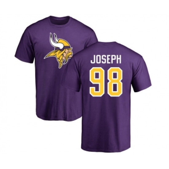 Football Minnesota Vikings #98 Linval Joseph Purple Name & Number Logo T-Shirt - Ujersey