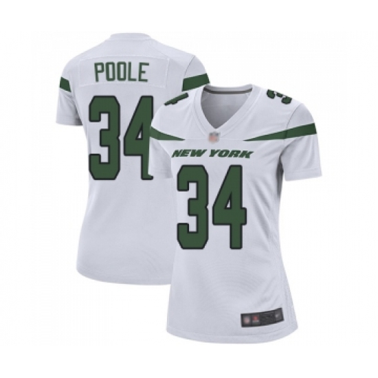 Women's New York Jets #34 Brian Poole Game White Football Jersey - Ujersey