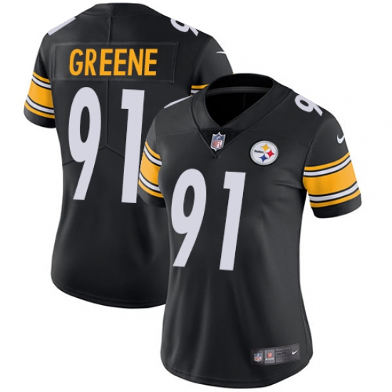 Women's Nike Pittsburgh Steelers #91 Kevin Greene Black Team Color Vapor Untouchable Limited Player NFL Jersey - Ujersey