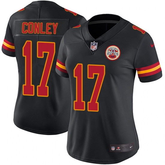 Women's Nike Kansas City Chiefs #17 Chris Conley Limited Black Rush Vapor Untouchable NFL Jersey - Ujersey