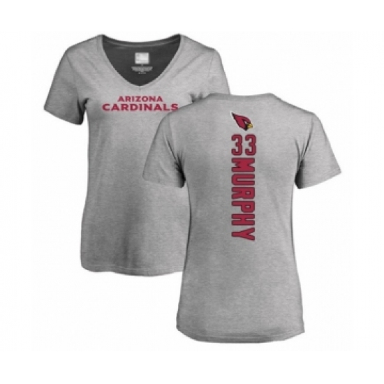 Football Women's Arizona Cardinals #33 Byron Murphy Ash Backer V-Neck T-Shirt