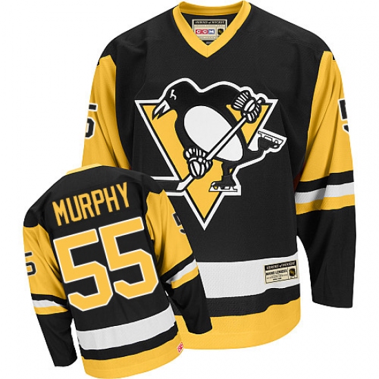 Men's CCM Pittsburgh Penguins #55 Larry Murphy Authentic Black Throwback NHL Jersey - Ujersey