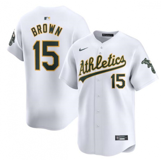 Men's Oakland Athletics #15 Seth Brown White Home Limited Stitched Jersey - Ujersey