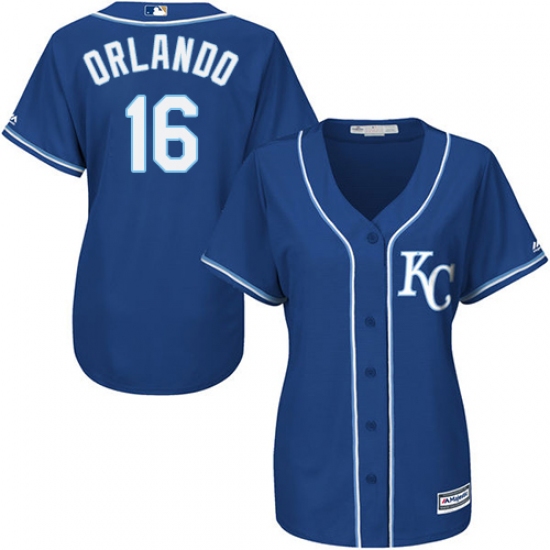 Women's Majestic Kansas City Royals #16 Paulo Orlando Authentic Blue Alternate 2 Cool Base MLB Jersey - Ujersey