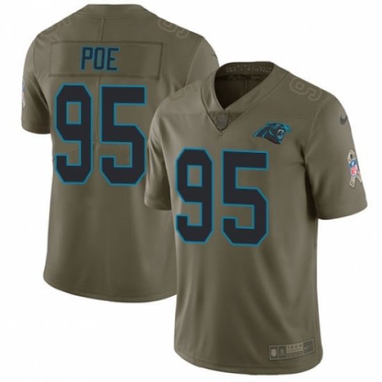 Youth Nike Carolina Panthers #95 Dontari Poe Limited Olive 2017 Salute to Service NFL Jersey - Ujersey
