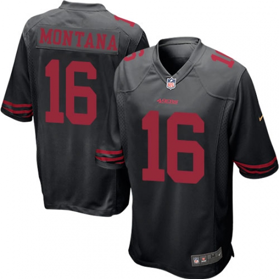 Men's Nike San Francisco 49ers #16 Joe Montana Game Black NFL Jersey - Ujersey