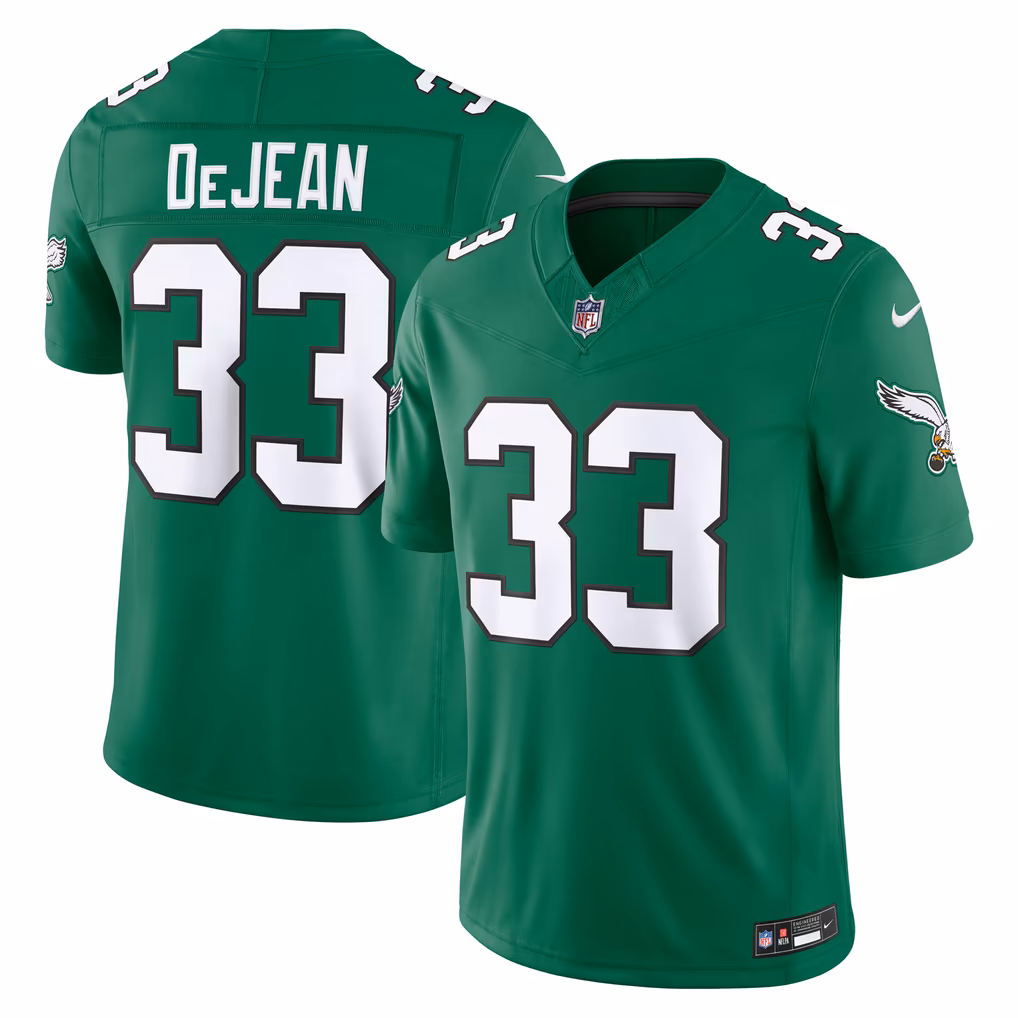 Men's Philadelphia Eagles Cooper DeJean Nike Kelly Green Alternate Vapor F.U.S.E. Stitched Limited Jersey - U-jersey