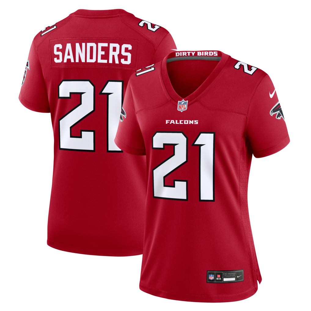 Women's Atlanta Falcons Deion Sanders Nike Red Retired Player Game Jersey - U-jersey