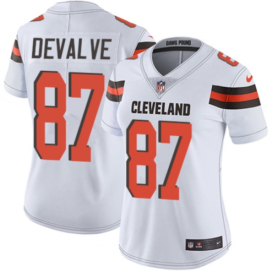Women's Nike Cleveland Browns #87 Seth DeValve White Vapor Untouchable Limited Player NFL Jersey - Ujersey