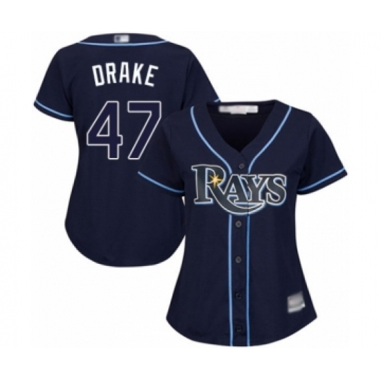 Women's Tampa Bay Rays #47 Oliver Drake Authentic Navy Blue Alternate Cool Base Baseball Player Jersey - Ujersey