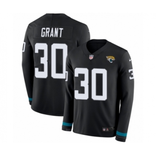 Men's Nike Jacksonville Jaguars #30 Corey Grant Limited Black Therma Long Sleeve NFL Jersey - Ujersey