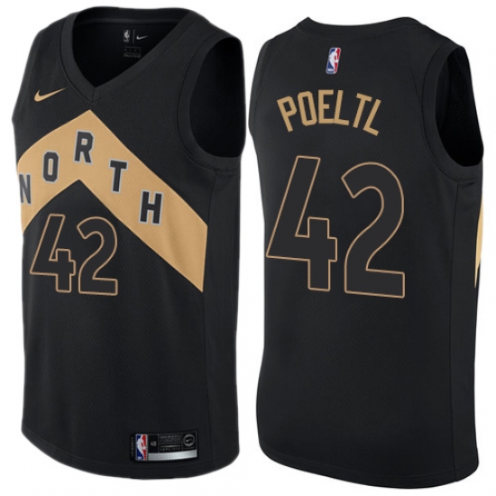 Men's Nike Toronto Raptors #42 Jakob Poeltl Swingman Black NBA Jersey - City Edition - Ujersey