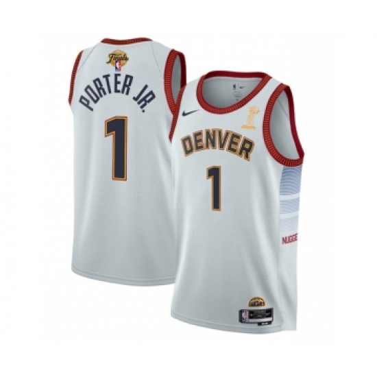 Men's Denver Nuggets #1 Michael Porter Jr. White 2023 Finals Champions Icon Edition Stitched Basketball Jersey - Ujersey
