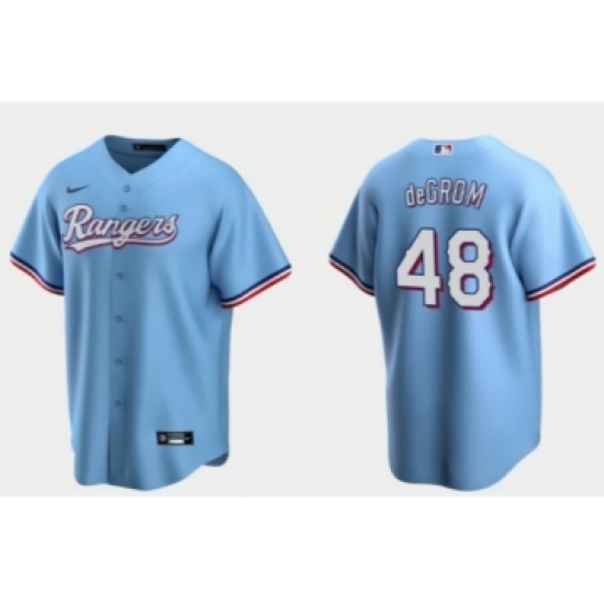 Men's Texas Rangers #48 Jacob deGrom Light Blue Cool Base Stitched Baseball Jersey - ujerseystore