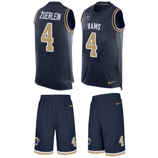 Men's Nike Los Angeles Rams #4 Greg Zuerlein Limited Navy Blue Tank Top Suit NFL Jersey - Ujersey