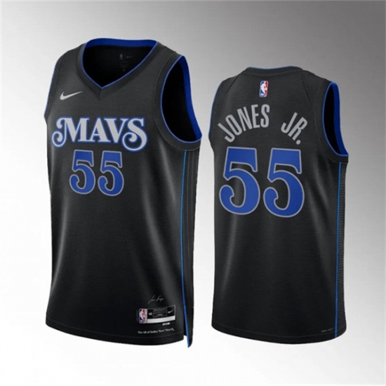 Men's Dallas Mavericks #55 Derrick Jones Jr Black 2023-24 City Edition Stitched Basketball Jersey - Ujersey