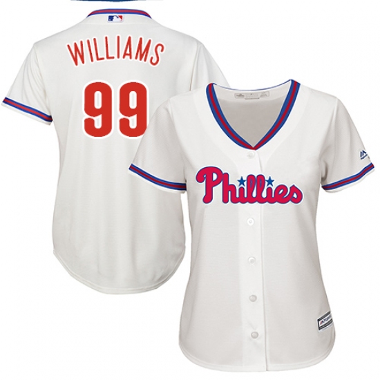 Women's Majestic Philadelphia Phillies #99 Mitch Williams Replica Cream Alternate Cool Base MLB Jersey - Ujersey