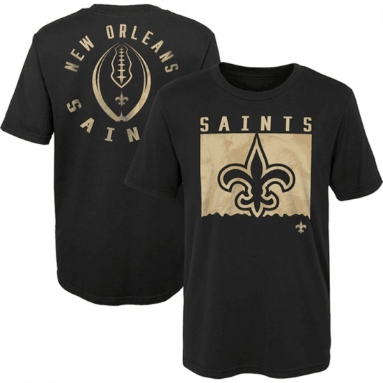 Men's New Orleans Saints Black Preschool Liquid Camo Logo T Shirt - Ujersey
