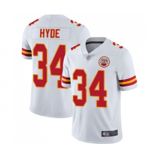 Men's Kansas City Chiefs #34 Carlos Hyde White Vapor Untouchable Limited Player Football Jersey - Ujersey