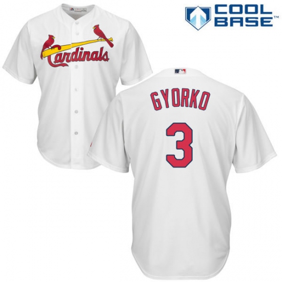 Men's Majestic St. Louis Cardinals #3 Jedd Gyorko Replica White Home Cool Base MLB Jersey - Ujersey