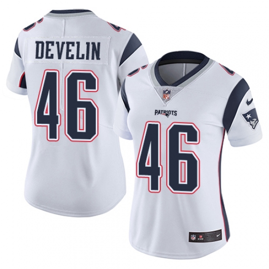 Women's Nike New England Patriots #46 James Develin White Vapor Untouchable Limited Player NFL Jersey - Ujersey