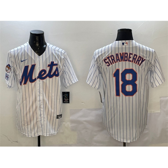 Men's New York Mets #18 Darryl Strawberry White 2025 Spring Training Cool Base Stitched Baseball Jersey - Ujersey